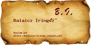 Balaicz Iringó névjegykártya